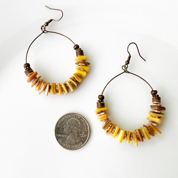 NEW "Canyon" Shell Round Earrings (yellow) - Picture 4 of 5